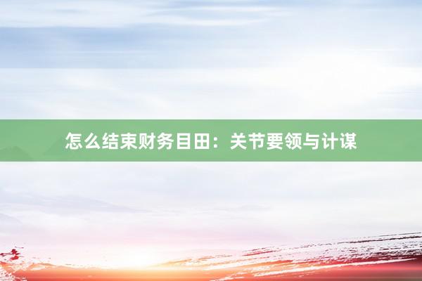 怎么结束财务目田：关节要领与计谋